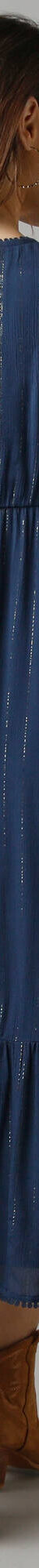 Robe longue bohème, crépon et fils brillants (marine) Robe longue bohème, crépon et fils brillants (marine)